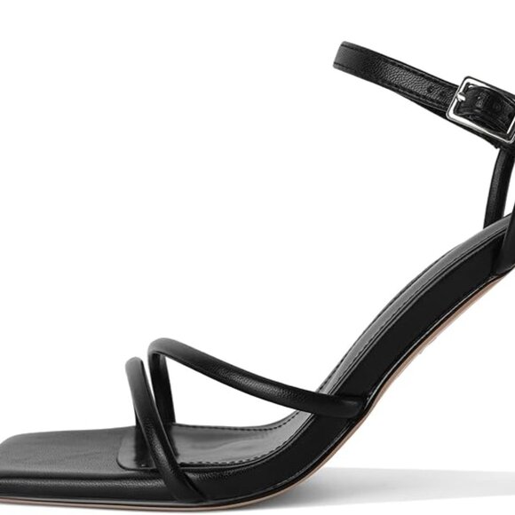 1-NIB- Heeled Sandals for Women Square Open Toe Strappy Block Heels 3.5 inch - Picture 2 of 7